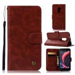 For HTC X10 Retro Copper Buckle Crazy Horse Horizontal Flip PU Leather Case with Holder & Card Slots & Wallet & Lanyard(Wine red)