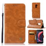 For HTC X10 Retro Copper Buckle Crazy Horse Horizontal Flip PU Leather Case with Holder & Card Slots & Wallet & Lanyard(Gold yellow)