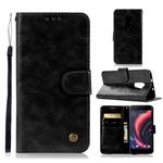 For HTC X10 Retro Copper Buckle Crazy Horse Horizontal Flip PU Leather Case with Holder & Card Slots & Wallet & Lanyard(Black)