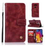 For LG V40 ThinQ Retro Copper Buckle Crazy Horse Horizontal Flip PU Leather Case with Holder & Card Slots & Wallet & Lanyard(Wine red)