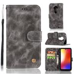For Motorola Moto G7 Retro Copper Buckle Crazy Horse Horizontal Flip PU Leather Case with Holder & Card Slots & Wallet & Lanyard(Gray)
