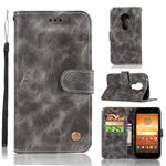 For Motorola Moto E5 Play Go Retro Copper Buckle Crazy Horse Horizontal Flip PU Leather Case with Holder & Card Slots & Wallet & Lanyard(Gray)