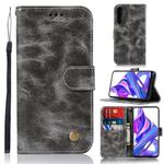 For Huawei Honor 9X / 9X Pro Retro Copper Buckle Crazy Horse Horizontal Flip PU Leather Case with Holder & Card Slots & Wallet & Lanyard(Gray)