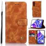 For Huawei Honor 9X / 9X Pro Retro Copper Buckle Crazy Horse Horizontal Flip PU Leather Case with Holder & Card Slots & Wallet & Lanyard(Gold yellow)