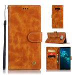 For Galaxy Note 9 Retro Copper Buckle Crazy Horse Horizontal Flip PU Leather Case with Holder & Card Slots & Wallet & Lanyard(Gold yellow)