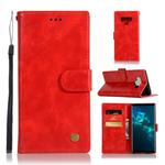 For Galaxy Note 9 Retro Copper Buckle Crazy Horse Horizontal Flip PU Leather Case with Holder & Card Slots & Wallet & Lanyard(Red)