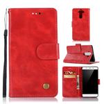 For Nokia 8 Sirocco Retro Copper Buckle Crazy Horse Horizontal Flip PU Leather Case with Holder & Card Slots & Wallet & Lanyard(Red)
