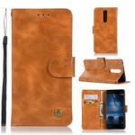 For Nokia 8 Retro Copper Buckle Crazy Horse Horizontal Flip PU Leather Case with Holder & Card Slots & Wallet & Lanyard(Gold yellow)