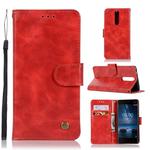 For Nokia 8 Retro Copper Buckle Crazy Horse Horizontal Flip PU Leather Case with Holder & Card Slots & Wallet & Lanyard(Red)