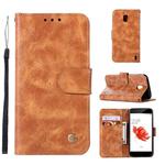 For Nokia 2 Retro Copper Buckle Crazy Horse Horizontal Flip PU Leather Case with Holder & Card Slots & Wallet & Lanyard(Gold yellow)