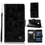 For Nokia 3 Retro Copper Buckle Crazy Horse Horizontal Flip PU Leather Case with Holder & Card Slots & Wallet & Lanyard(Black)