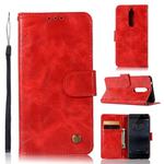 For Nokia 5 Retro Copper Buckle Crazy Horse Horizontal Flip PU Leather Case with Holder & Card Slots & Wallet & Lanyard(Red)