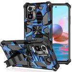For Xiaomi Redmi Note 10 Camouflage Armor Shockproof TPU + PC Magnetic Protective Case with Holder(Dark Blue)
