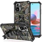 For Xiaomi Redmi Note 10 Pro Camouflage Armor Shockproof TPU + PC Magnetic Protective Case with Holder(Army Green)