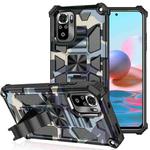 For Xiaomi Redmi Note 10 Pro Camouflage Armor Shockproof TPU + PC Magnetic Protective Case with Holder(Baby Blue)