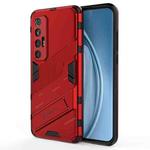 For Xiaomi Mi 10S Punk Armor 2 in 1 PC + TPU Shockproof Case with Invisible Holder(Red)