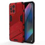 For OPPO Find X3 Punk Armor 2 in 1 PC + TPU Shockproof Case with Invisible Holder(Red)
