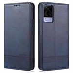 For vivo S9 AZNS Magnetic Calf Texture Horizontal Flip Leather Case with Card Slots & Holder & Wallet(Dark Blue)