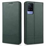 For vivo S9 AZNS Magnetic Calf Texture Horizontal Flip Leather Case with Card Slots & Holder & Wallet(Dark Green)