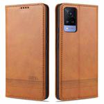 For vivo S9e AZNS Magnetic Calf Texture Horizontal Flip Leather Case with Card Slots & Holder & Wallet(Light Brown)