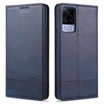 For vivo S9e AZNS Magnetic Calf Texture Horizontal Flip Leather Case with Card Slots & Holder & Wallet(Dark Blue)