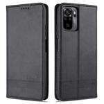 For Xiaomi Redmi Note 10 AZNS Magnetic Calf Texture Horizontal Flip Leather Case with Card Slots & Holder & Wallet(Black)