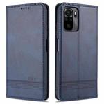 For Xiaomi Redmi Note 10 AZNS Magnetic Calf Texture Horizontal Flip Leather Case with Card Slots & Holder & Wallet(Dark Blue)