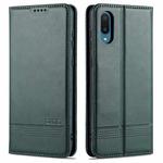 For Samsung Galaxy A02 AZNS Magnetic Calf Texture Horizontal Flip Leather Case with Card Slots & Holder & Wallet(Dark Green)