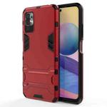 For Xiaomi Redmi Note 10 5G Shockproof PC + TPU Protective Case with Hidden Holder(Red)