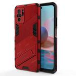 For Xiaomi Redmi Note 10 Punk Armor 2 in 1 PC + TPU Shockproof Case with Invisible Holder(Red)