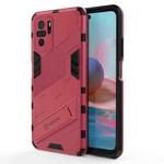 For Xiaomi Redmi Note 10 Punk Armor 2 in 1 PC + TPU Shockproof Case with Invisible Holder(Light Red)