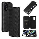 For OPPO Realme GT 5G Carbon Fiber Texture Horizontal Flip TPU + PC + PU Leather Case with Card Slot(Black)