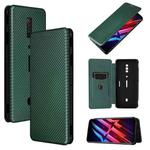 For ZTE nubia Red Magic 6 / 6 Pro Carbon Fiber Texture Horizontal Flip TPU + PC + PU Leather Case with Card Slot(Green)