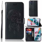 For OPPO Find X3 Wind Chime Owl Embossing Pattern Horizontal Flip Leather Case, with Holder & Card Slots & Wallet(Black)