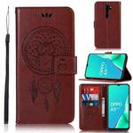 For OPPO A9 (2020) Wind Chime Owl Embossing Pattern Horizontal Flip Leather Case, with Holder & Card Slots & Wallet(Brown)