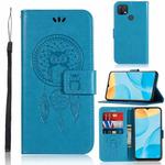 For OPPO A15 Wind Chime Owl Embossing Pattern Horizontal Flip Leather Case, with Holder & Card Slots & Wallet(Blue)