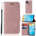 For OPPO A15 Wind Chime Owl Embossing Pattern Horizontal Flip Leather Case, with Holder & Card Slots & Wallet(Rose Gold)