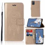 For OPPO A52 / A72 / A92 Wind Chime Owl Embossing Pattern Horizontal Flip Leather Case, with Holder & Card Slots & Wallet(Gold)