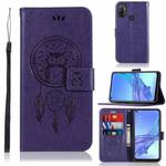 For OPPO A53 (2020) Wind Chime Owl Embossing Pattern Horizontal Flip Leather Case, with Holder & Card Slots & Wallet(Purple)