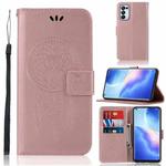 For OPPO Reno5 Pro 5G Wind Chime Owl Embossing Pattern Horizontal Flip Leather Case, with Holder & Card Slots & Wallet(Rose Gold)