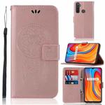 For OPPO Realme 5 / C3 Wind Chime Owl Embossing Pattern Horizontal Flip Leather Case, with Holder & Card Slots & Wallet(Rose Gold)