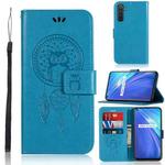 For OPPO Realme 6 Wind Chime Owl Embossing Pattern Horizontal Flip Leather Case, with Holder & Card Slots & Wallet(Blue)