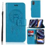 For OPPO Realme 7 Pro Wind Chime Owl Embossing Pattern Horizontal Flip Leather Case, with Holder & Card Slots & Wallet(Blue)