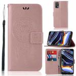 For OPPO Realme 7 Pro Wind Chime Owl Embossing Pattern Horizontal Flip Leather Case, with Holder & Card Slots & Wallet(Rose Gold)