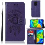 For Xiaomi Redmi Note 9 Wind Chime Owl Embossing Pattern Horizontal Flip Leather Case with Holder & Card Slots & Wallet(Purple)