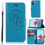 For Xiaomi Redmi Note 10 4G Wind Chime Owl Embossing Pattern Horizontal Flip Leather Case with Holder & Card Slots & Wallet(Blue)