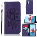 For Xiaomi Redmi Note 10 4G Wind Chime Owl Embossing Pattern Horizontal Flip Leather Case with Holder & Card Slots & Wallet(Purple)