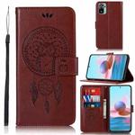 For Xiaomi Redmi Note 10 4G Wind Chime Owl Embossing Pattern Horizontal Flip Leather Case with Holder & Card Slots & Wallet(Brown)