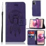 For Xiaomi Redmi Note 10S Wind Chime Owl Embossing Pattern Horizontal Flip Leather Case with Holder & Card Slots & Wallet(Purple)