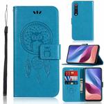 For Xiaomi Mi 10 5G Wind Chime Owl Embossing Pattern Horizontal Flip Leather Case with Holder & Card Slots & Wallet(Blue)